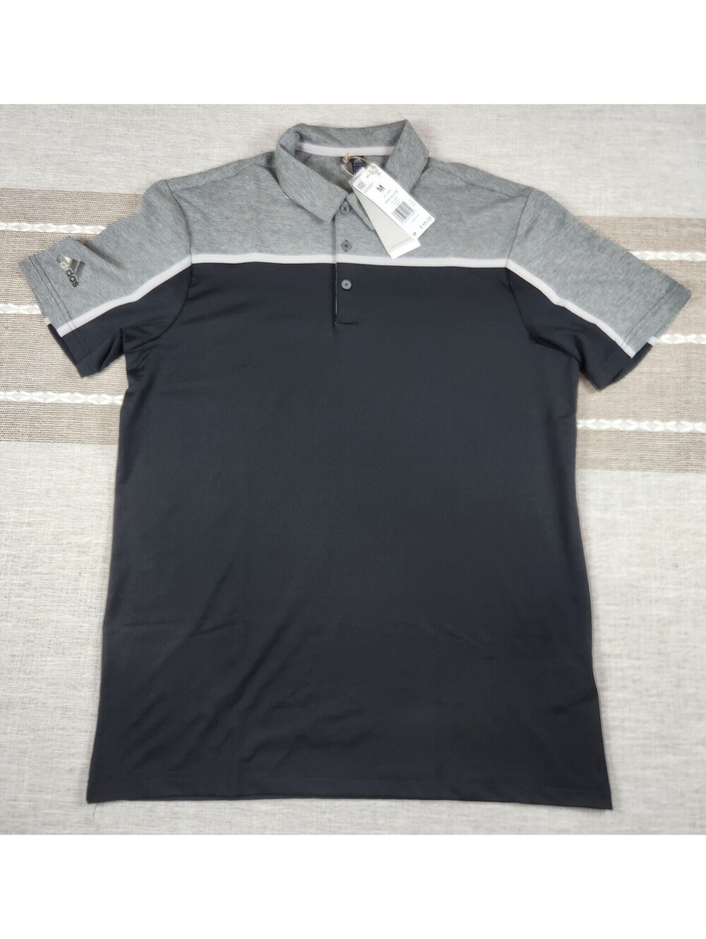 Adidas Hombre Golf Polo Short Sleeve Black Gray White Men's Shirt Size M NWT